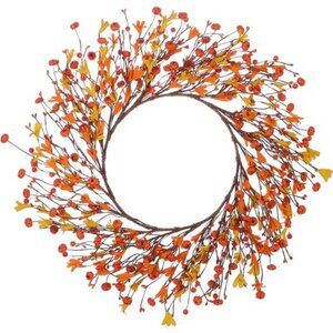 20" Artificial Fall Autumn Wreaths for Front Door Fall Berry Wreath with Pumpkin